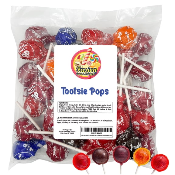 Tootsie Roll Pops - Candy Fruit Flavors with Chocolate Tootsie Roll Center - 1 Pound Bulk Bag - Assorted Individually Wrapped Tootsie Pops Lollipops Holiday Candy (Approx 22 Count)