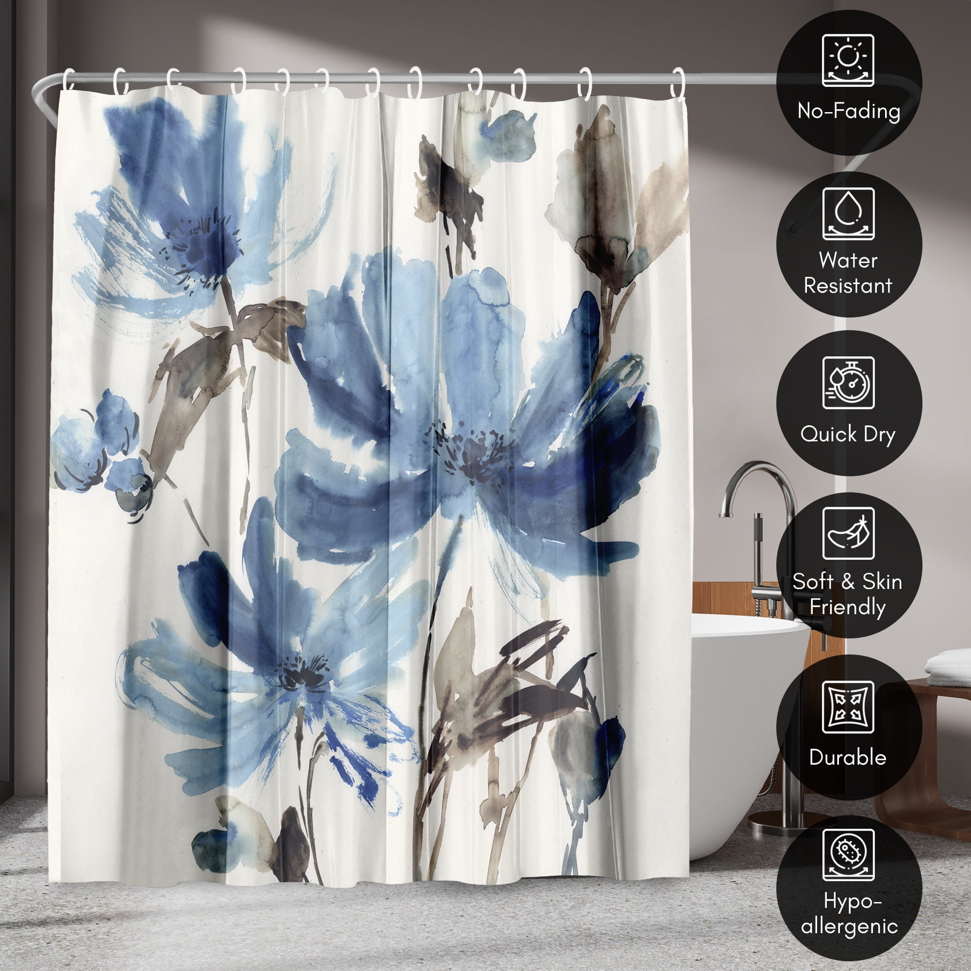 Americanflat 71" x 74" Shower Curtain, Blissful Blue by PI Creative Art