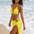 thumbnail image 6 of UTSJKR Women's Sexy 3 Piece Bikini Set, Special Fabric Lace Up Bathing Suit, Fashion Resort Beach Swimwear for Ladies Yellow S, 6 of 6
