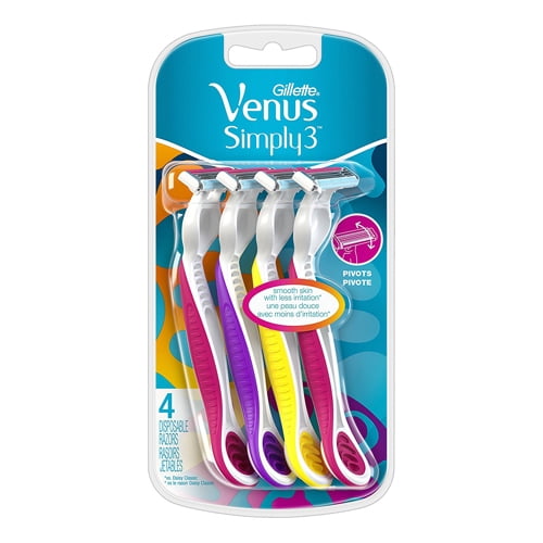 Gillette Venus Simply 3 Disposable Womens Razor, 4 Ea