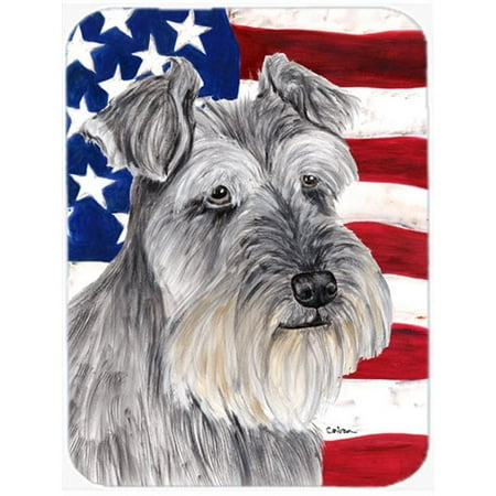 

Carolines Treasures USA American Flag with Schnauzer Glass Cutting Board - Large 15 H x 12 L in.