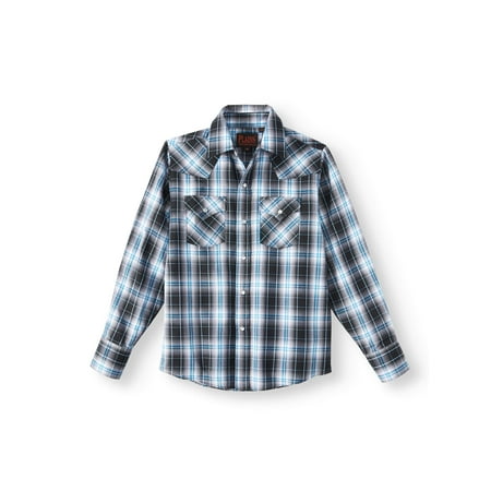 Plains Long Sleeve Western Plaid Button Up Shirt (Little Boys & Big Boys)