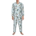 thumbnail image 3 of Hirioo Winter Wonderland Light Blue for Men's Pajama Sets 2 Piece Pjs Men's Long-Sleeved Pajama Set Button Down Sleepwear,S-XXL-X-Large, 3 of 7