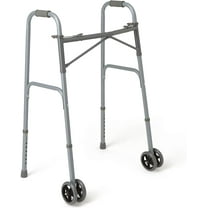 Medline Heavy Duty Bariatric Extra Wide Folding Walker wtih 5" Wheels, Supports up to 600 lbs, Comfort Foam Hand Grips