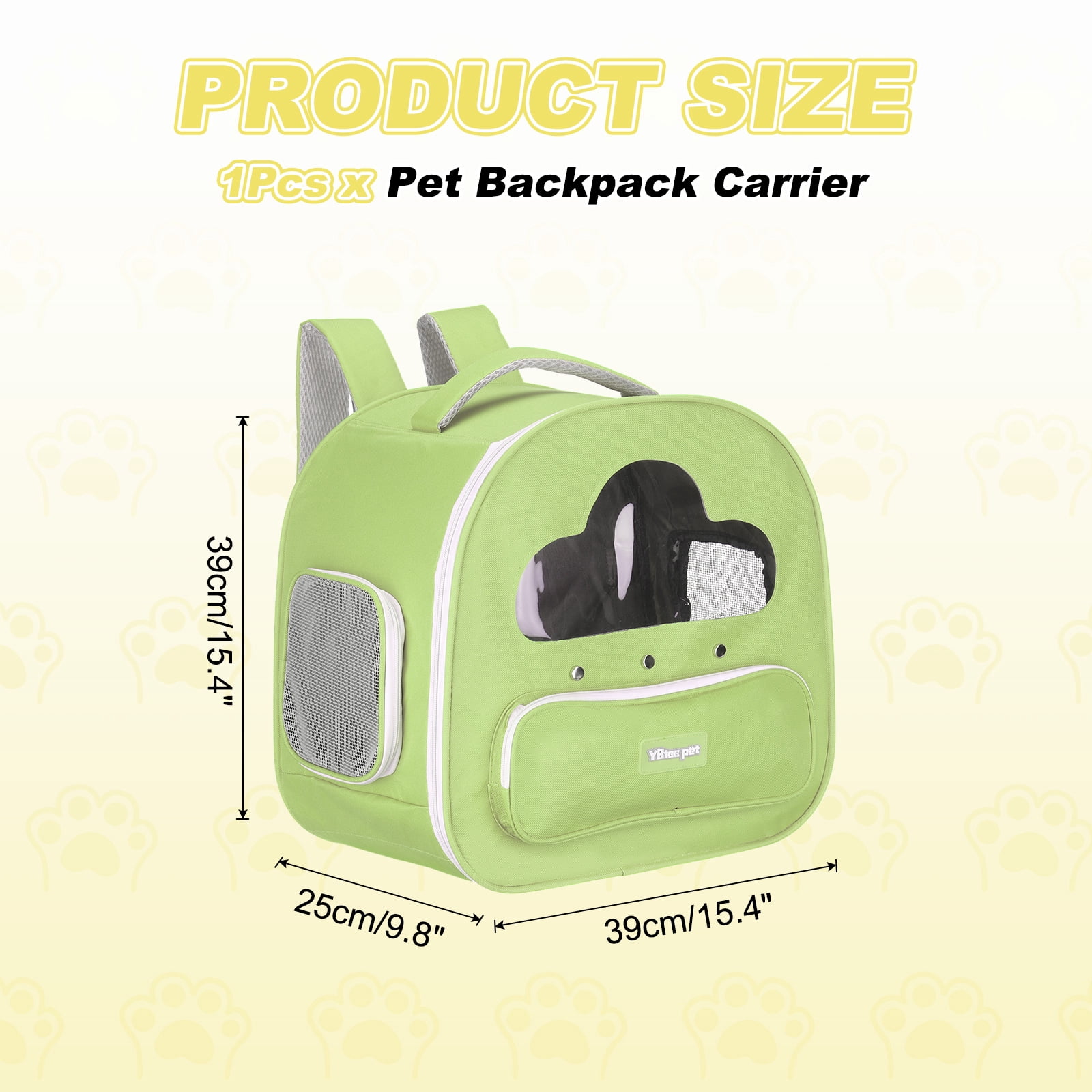 Cat Backpack Carrier, Large Space & Breathable, Pet Hiking Travel Backpack for Cats Green