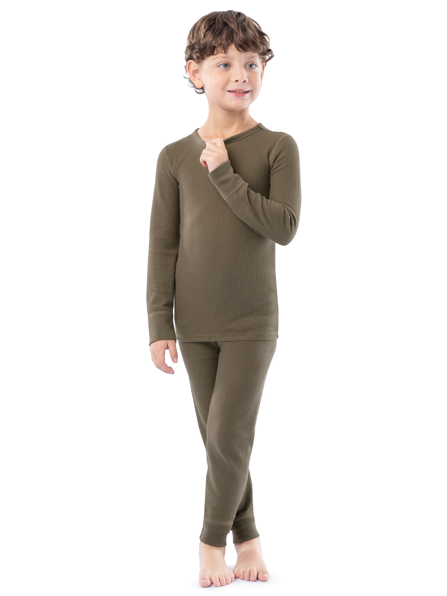 Athletic Works Boy's & Girl's Waffle Thermal Underwear Crew Top & Bottom Set, Sizes XS-XXL