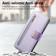 thumbnail image 2 of 2 In 1 Case for Samsung Galaxy A35, Rugged Shockproof Heavy Duty Detachable Magnetic Clasp Kickstand Ring Holder RFID Blocking Zipper Pocket Full Body Protection Wallet Case Cover - Purple, 2 of 10