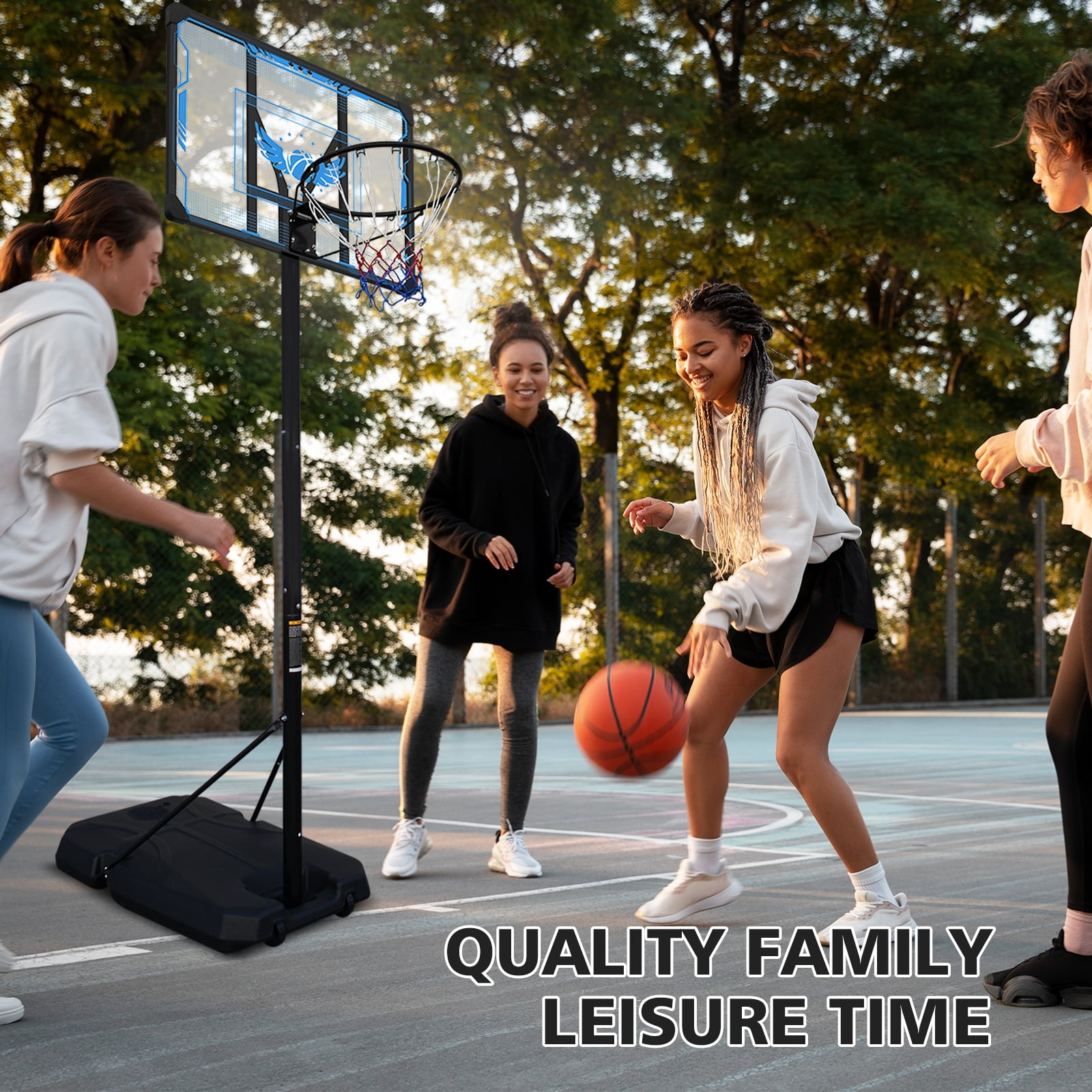 Basketball Hoop Adjustable Height 4.74-10 Ft, Portable Basketball Stand for Outdoor&Indoor