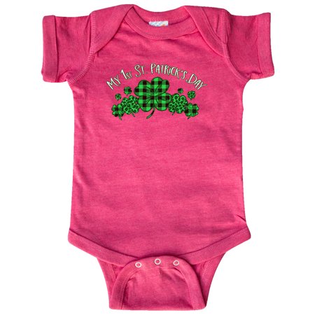 

Inktastic My 1st St. Patrick s Day with Plaid Shamrocks Gift Baby Boy or Baby Girl Bodysuit