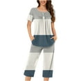 thumbnail image 2 of Teissuly Women Casual Round Neck Short Sleeve Blouse Fashion Pants Pajamas Suit, 2 of 5