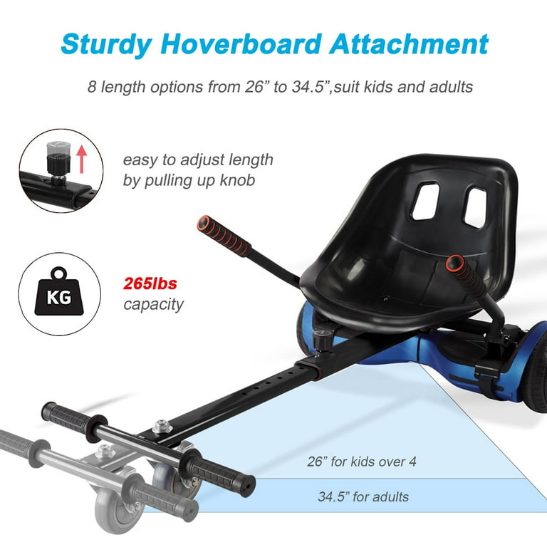 Hoverboard Seat Attachment For Kids 265lbs Capacity Go Kart Attachment Accessory w Adjustable Length 26 34.5 Bigger Sturdier Seat Transform 6.5