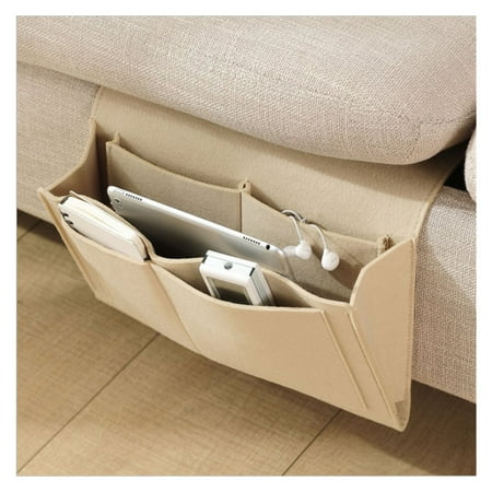

HLONK Bedside Storage Caddy Thick Felt Multi-Pockets Essentials Holder Bag for Home Dorm Bed Sofa Light Gray