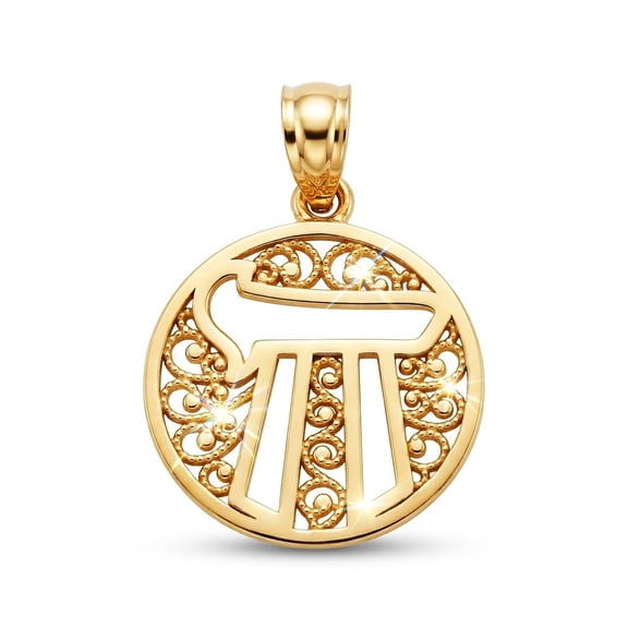 Charm America - Gold Cut-out Chai Charm - 14 Karat Solid Gold
