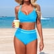 thumbnail image 2 of Traje de Baño Bikini Conjunto para Mujeres sin Mangas Patchwork V-Cuello Nudo Delantero Empujar Hacia Arriba Acolchado Dos Piezas, 2 of 7