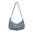 thumbnail image 4 of Bolso de hombro para mujer, bolso tipo cartera, bolso de moda de PU con cremallera, bolso para axila. azul, 4 of 9