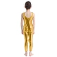 thumbnail image 3 of TTAO Kids Girls Ballet Dance Unitard Metallic Sleeveless Full Body Jumpsuit Workout Gymnastic Camisole Gold 5-6, 3 of 7