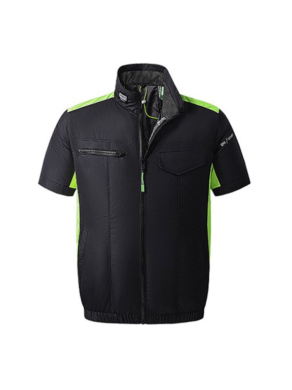 Men's Outdoor Casual Solid Cooling Fan Jacket - Breathable Polyester for Work in Hot Environments