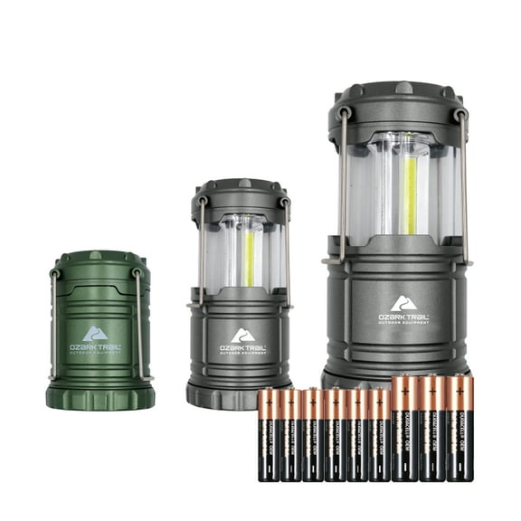 Ozark Trail LED Camping Lanterns 3 Pack with AAA & AA Batteries