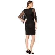 Adrianna Papell Beaded Cocktail Dress with Flutter Sleeves Black