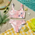 thumbnail image 6 of CCRFTGI Swimsuits for Child Girls Size 10-12 Two Piece Sets Swimming Girls Bathing Suit Beach Vacation Floral Print Girls Bikini Summer Cute Girls Fashion Swimsuits Swimwear Pink 3-4 Years, 6 of 9