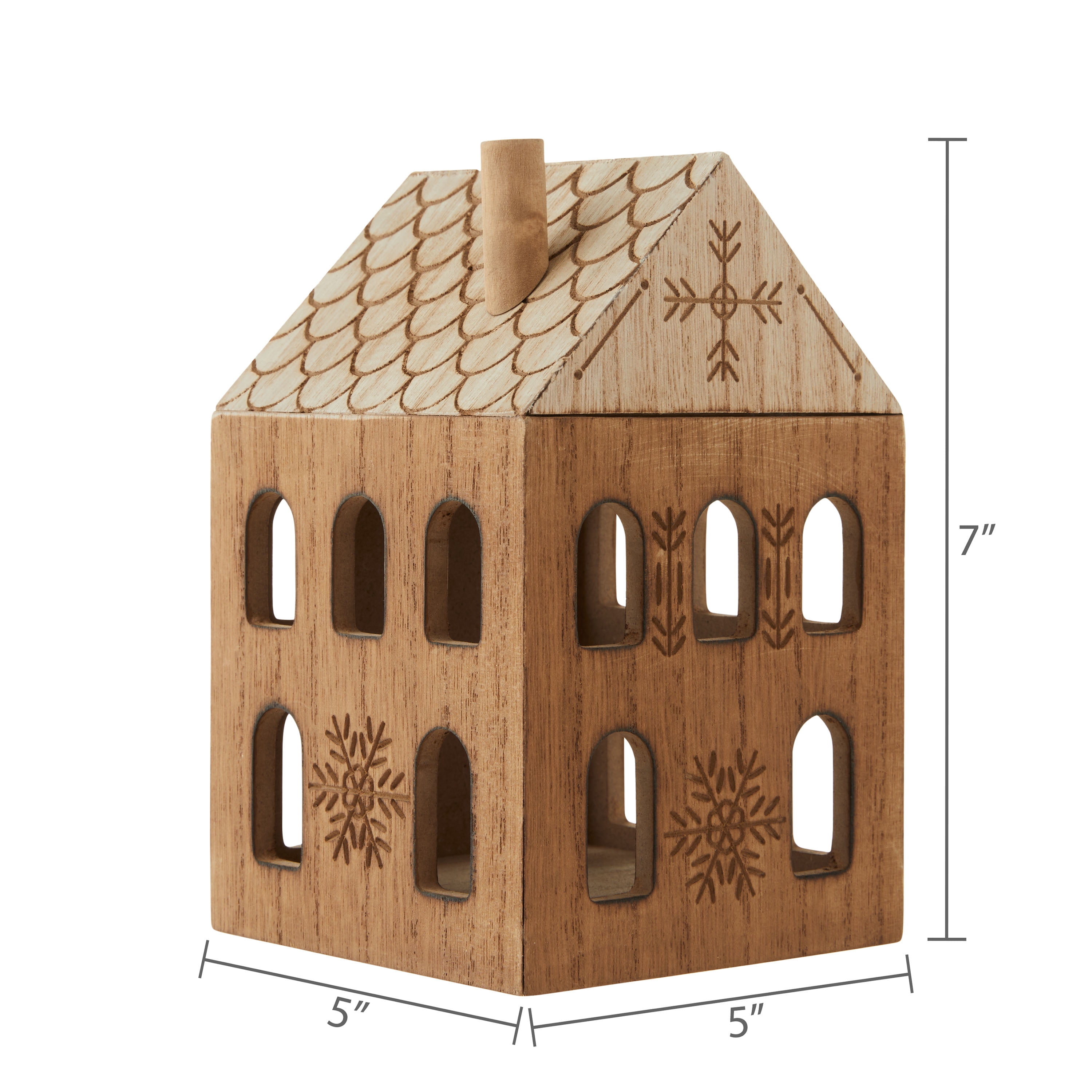 Wood House Christmas Decoration, Brown, 7", by Holiday Time