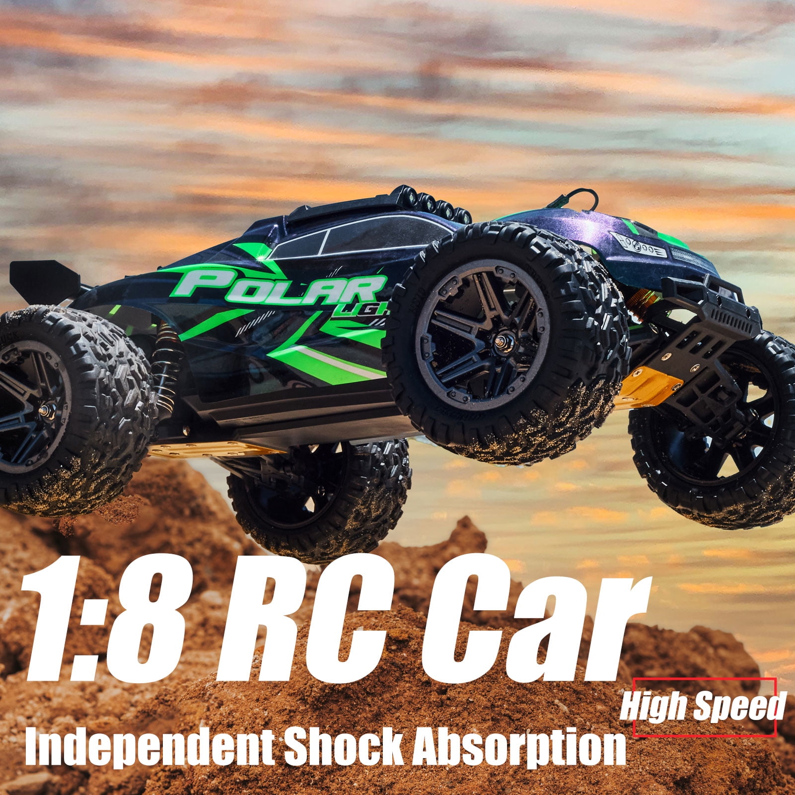 High Speed RC Car, 45KM/H, All Terrain 1:8 Off Road Vehicle, Outdoor Sport Off-Road Truck with 1 Rechargeable Batteries, Proportional Throttle/Steering, Independent Shock Absorption, Birthday Gifts