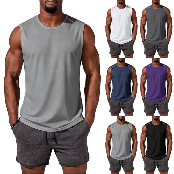 Men Sleeveless Shirt Set Quick Dry Tank Top for Running Beach Fitness Muscle Shirt Lightweight Breathable Athletic Wear
