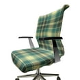 thumbnail image 6 of Ambesonne Plaid Office Chair Cover Stretchable High Back, Stripes in Tartan Pattern, Yellow Jade Green Grey, 6 of 6