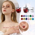 thumbnail image 4 of U7 Unicorn Stud Earrings for Women 925 Sterling Silver July Birthstone Crystal Ruby Earring Hypoallergenic Earrings Birthday Anniversary Jewelry Gift for Mom Daughter, 4 of 8