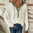 thumbnail image 2 of Godom Women's Hoodie Oversized Waffle Knit Tops Casual Shirts Long Sleeve V Neck Solid Color Casual Tunic Sweatshirt, 2 of 6