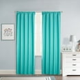 thumbnail image 3 of Your Zone Kids’ Solid Sparkle Room Darkening Curtain Panel, 1 Panel, Turquoise, 37" W x 84" L, 3 of 5