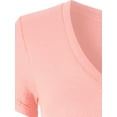 thumbnail image 5 of Made by Olivia Women's Basic Solid Short Sleeve V Neck Jersey Top, 5 of 6