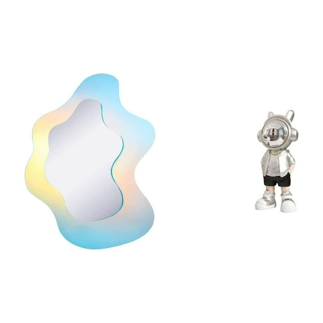Espejo Acrílico Ondulado Moderno Y Estatua De Astronauta, Adorno Decorativo Para Pared De Baño, Chimenea, Estante, Escritorio. Regalo Creativo Para Inauguración De Casa.