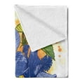 thumbnail image 2 of Tropical Soft Flannel Fleece Throw Blanket, Hibiscus Flourishes Exotic Foliage Organic Bouquet Watercolor, Cozy Plush for Indoor and Outdoor Use, 60" x 80", Violet Blue Mustard, by Ambesonne, 2 of 5