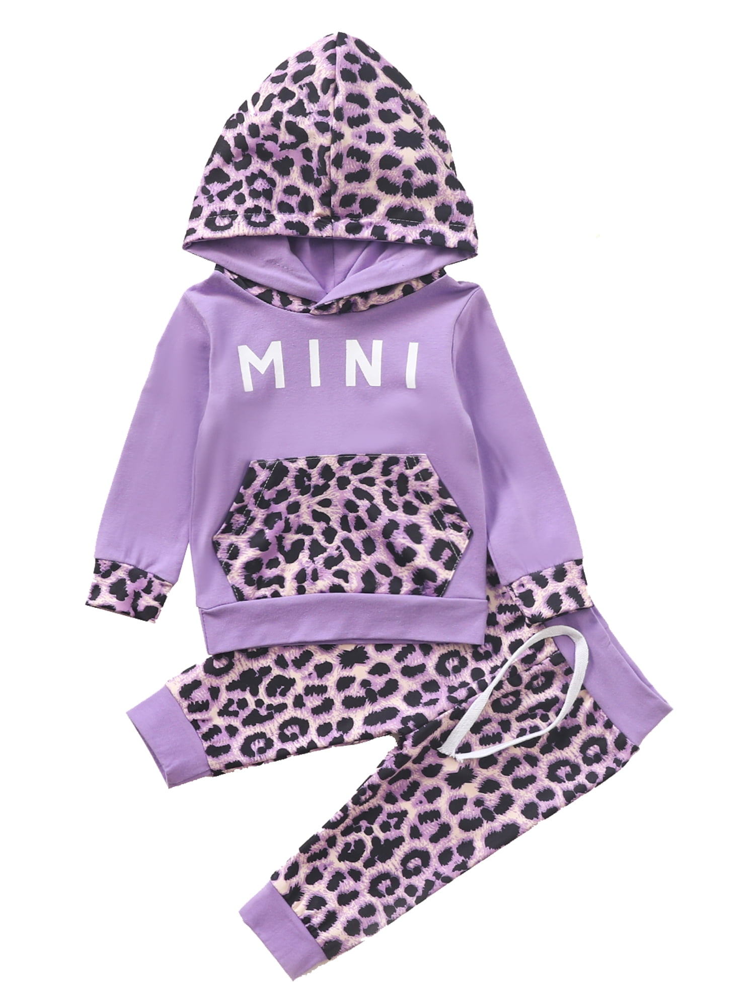 Canrulo Infant Baby Girl Leopard Sweatsuit Hoodie Sweatshirt Top and ...