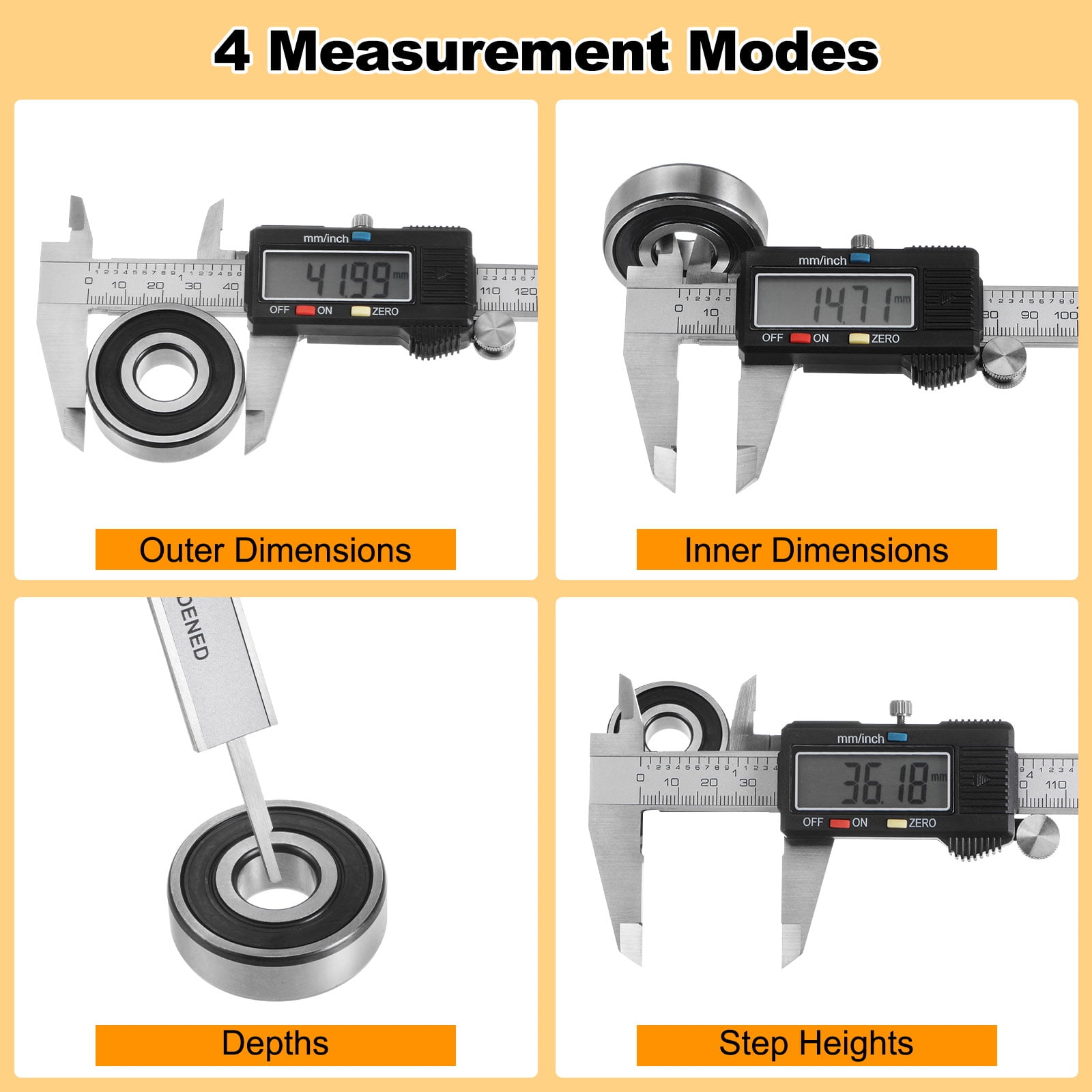 Uxcell Digital Caliper 200mm/0-8 Inch Large LCD Screen Measuring Tool
