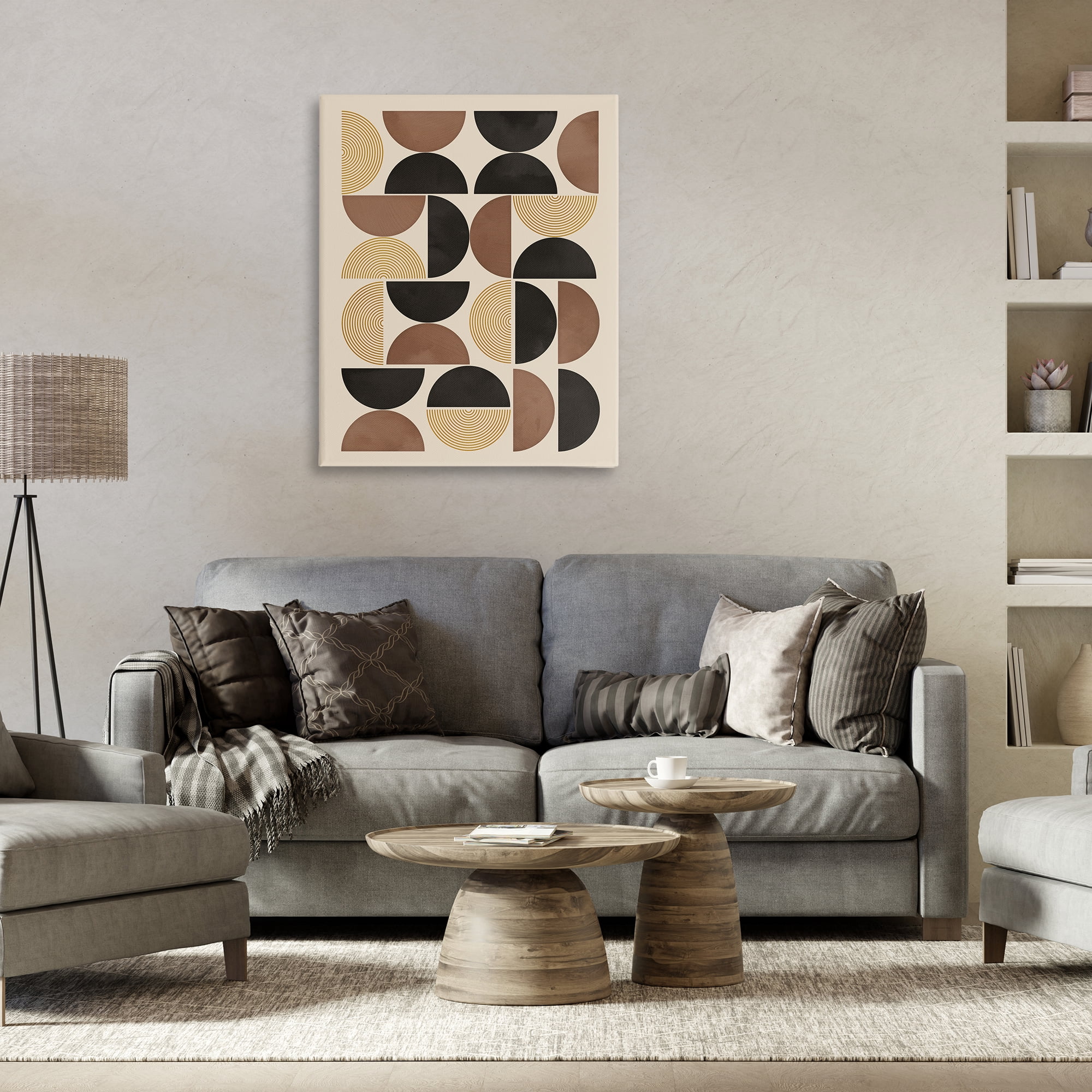 Stupell Industries Midcentury Geometric Shapes Abstract Painting Wrapped Canvas Art Print Wall Art, 30 x 40