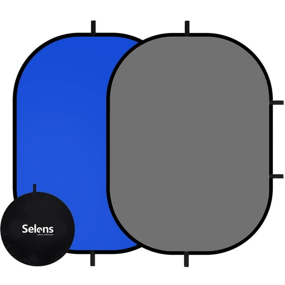 Selens Collapsible Backdrop 59x78.7inches Pop Up Blue Grey Background with Carrying Bag for YouTube Streaming Photo Studio Portrait Photography Background Double Sided B
