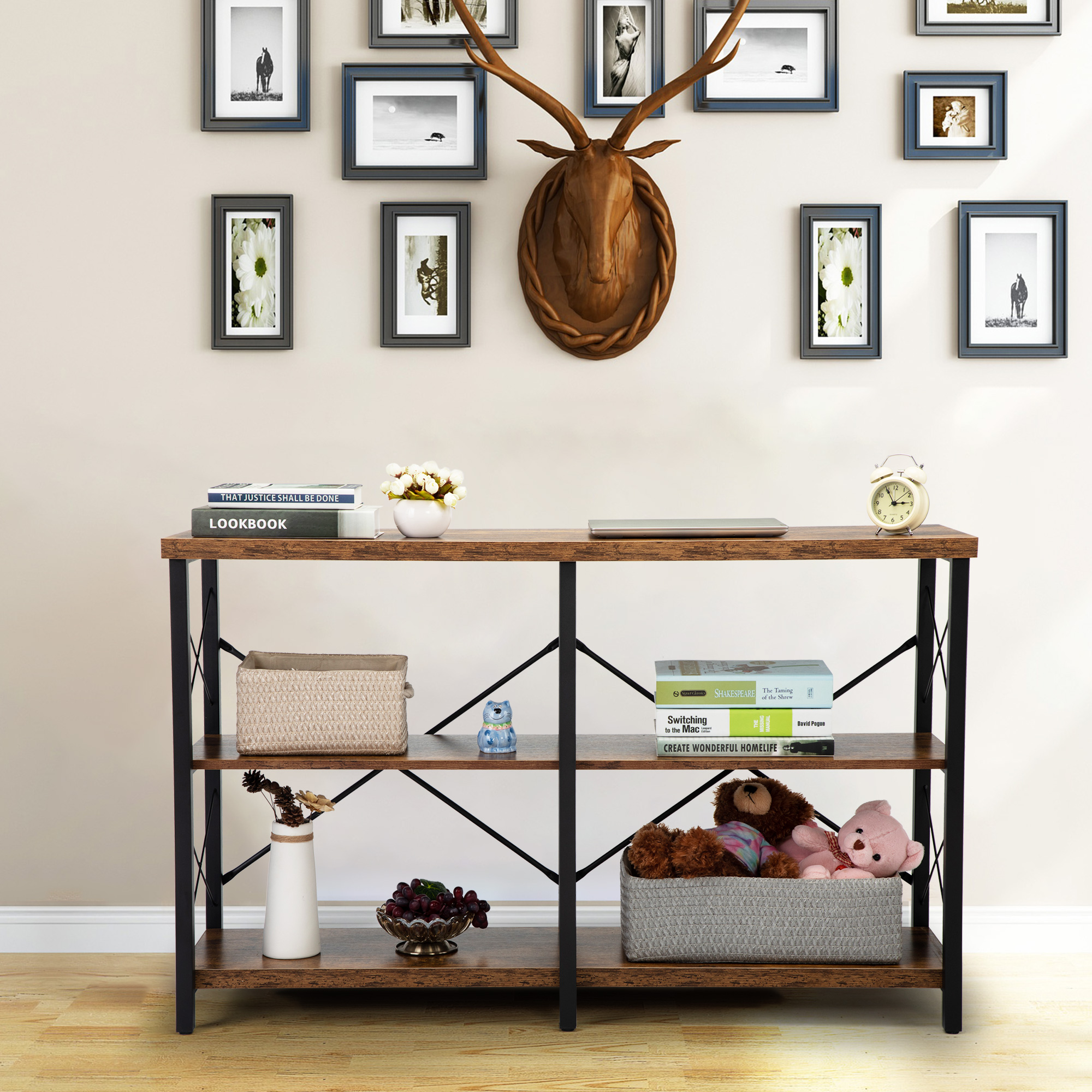 CoSoTower Industrial Wall Mounted Iron Floating Pipe Shelves Racks