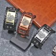 thumbnail image 5 of Pulsera de cuero KAIYANG metal ancho retro hombre cabeza de lobo plata talla 1, 5 of 5
