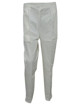 Mogul Women's Casual Harem Pant Elastic Waistband White Cotton Trousers
