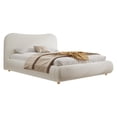 thumbnail image 3 of Queen Size(60''×80'') Platform Bed, Luxurious Boucle fabric Upholstered Bed, With Smooth Curved Headboard and Sturdy Low-Profile Frame, No Box Spring Needed, White, 3 of 12