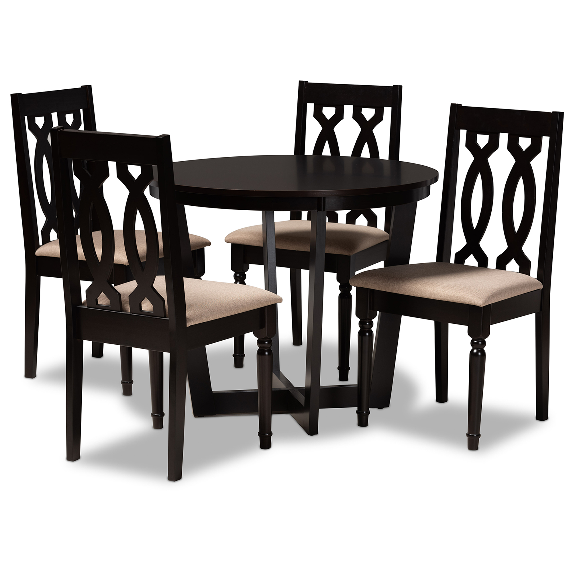 Baxton Studio Julie Modern Dining Set, 5-Piece, Dark brown
