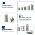 thumbnail image 4 of Lierteer 250pcs 304 Stainless Cone Point Grub Screws Hex Socket Set Screw Kit M3 M5-M8, 4 of 9