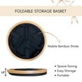 thumbnail image 5 of Round Foldable Storage Basket with Bamboo Frame and Black Fabric, 3-Compartment Organizer for Home and Office, Ideal for Bathroom Accessories, 12x12x4 inches, Set of 1, 5 of 8
