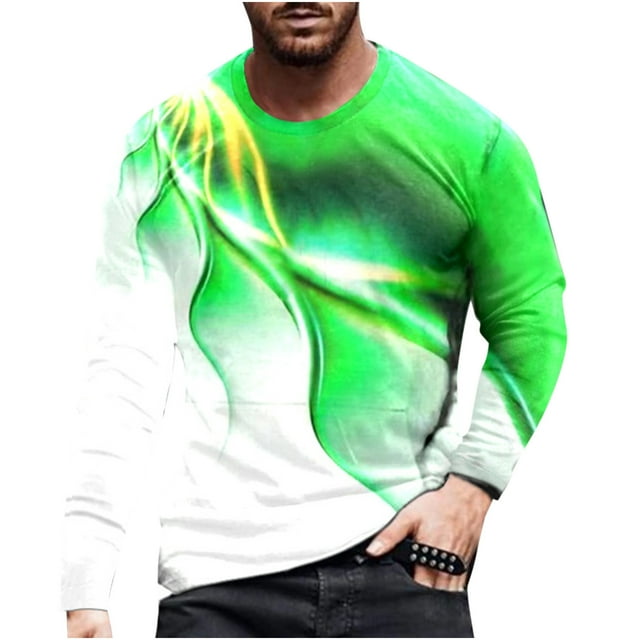 Blusa de manga larga con estampado de cuello redondo para hombre Pompotops oipoqjl6486