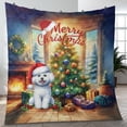 thumbnail image 4 of Merry Christmas Bichon Frise Santa Hat Xmas Tree Winter Holiday Quilt Blanket Bichons Dog Lovers Gifts Idea Cozy Comforter Throw Blanket - 01013, 4 of 5