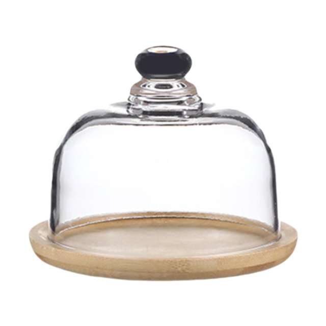 Soporte de bambú para tartas con cúpula, expositor para tartas, plato para servir postres, almacenamiento de alimentos para tartas, cocina, fiestas de