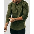thumbnail image 4 of FAROOT T-shirt Décontracté pour Hommes Printemps Automne Couleur Unie Manches Longues Col Rond Chemise à Boutons, 4 of 6