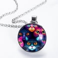 thumbnail image 2 of Cat Elegant Glass Circular Pendant Necklace - Stylish Necklaces for Women, 2 of 5